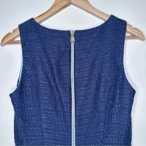 Sail to Sable Navy Tweed Fringed Tiered Sleeveless V-Neck Dress Size 4 - Picture 7 of 10